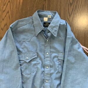 Vintage Western Sears Roebucks Chambray Men’s Pearl Snap  Shirt L